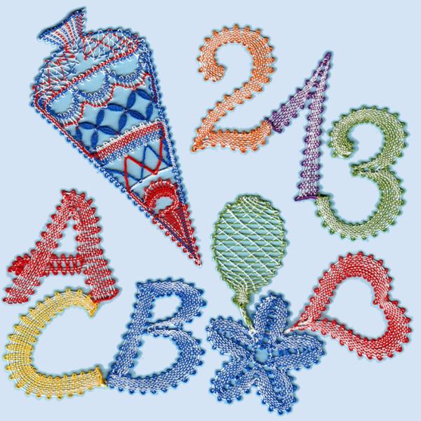 513 Klöppelbrief 4 Motive "Schulanfang - Einschulung"